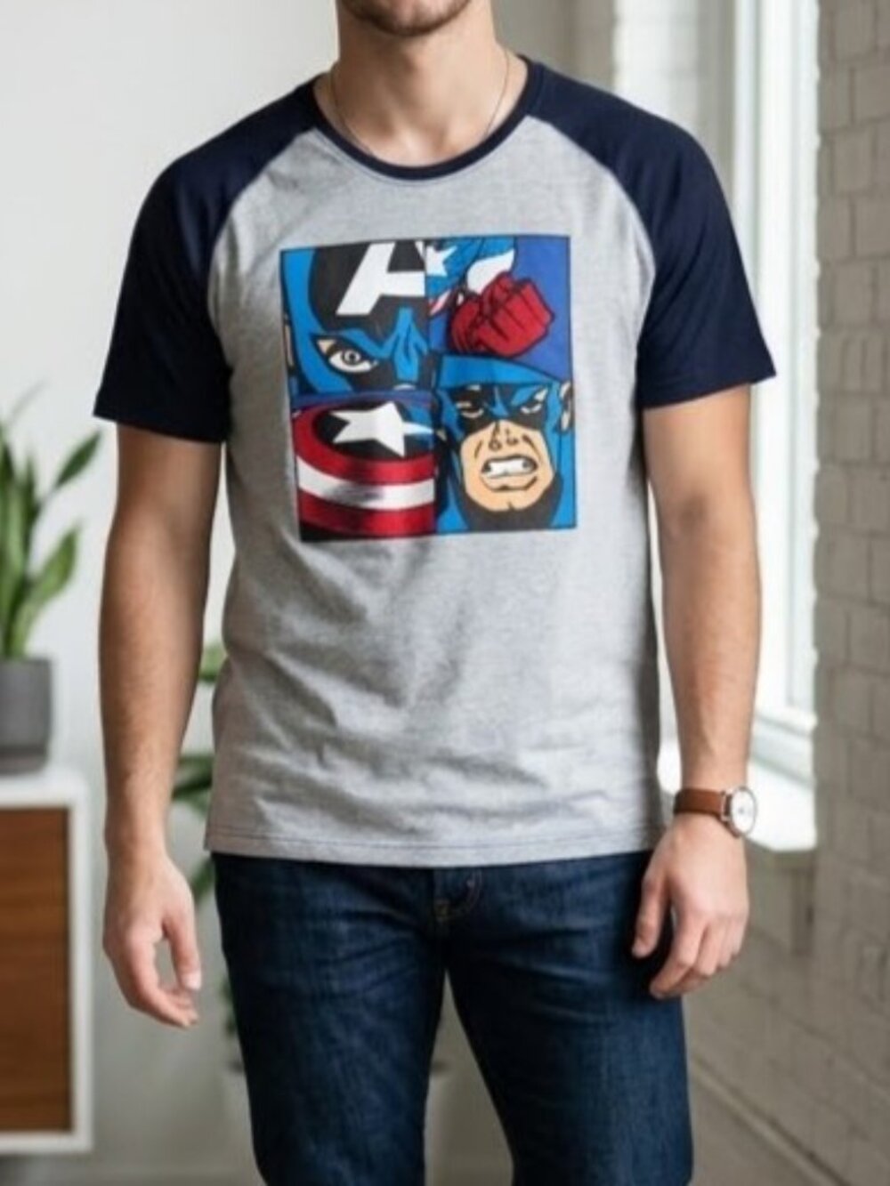Marvel Captain America Graphic Raglan T-Shirt XXL